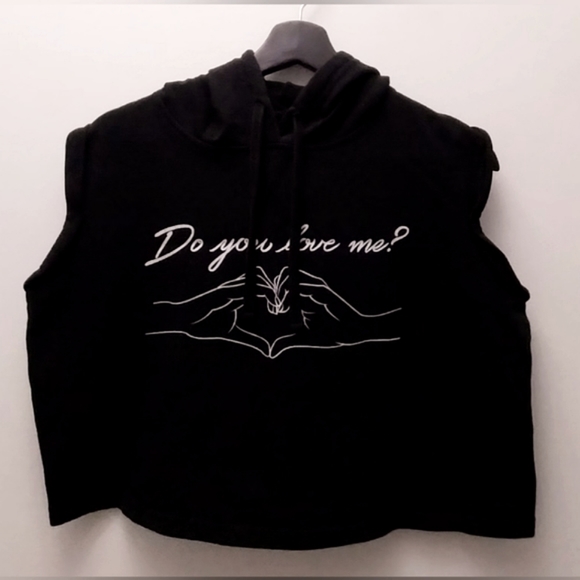 Hooded crop top shortleeves tsirt sz M - Picture 2 of 6